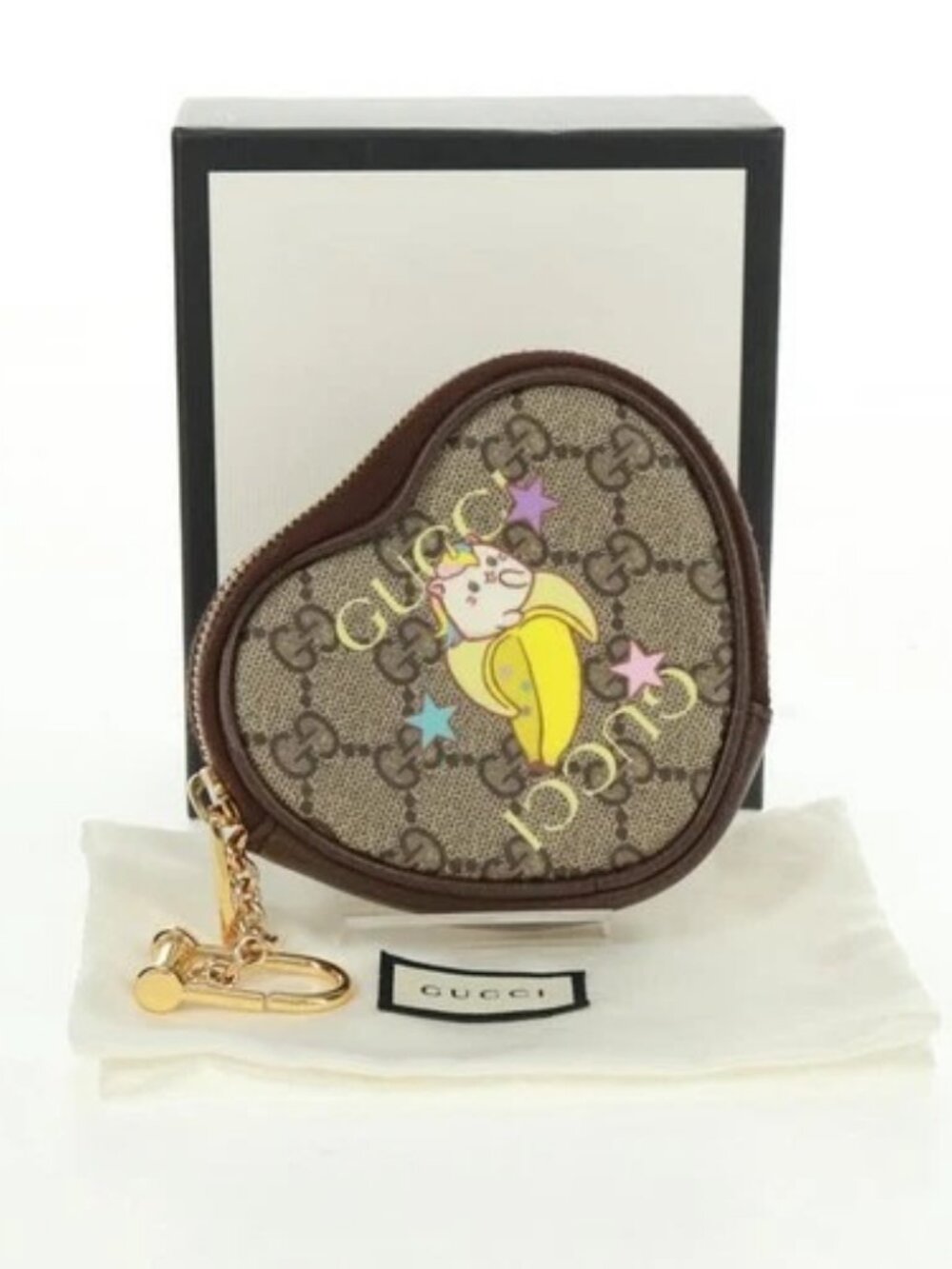 GUCCI GG Supreme Bananya Coin Purse PVC Beige Gold 701062 Auth 168024M - Picture 13 of 15